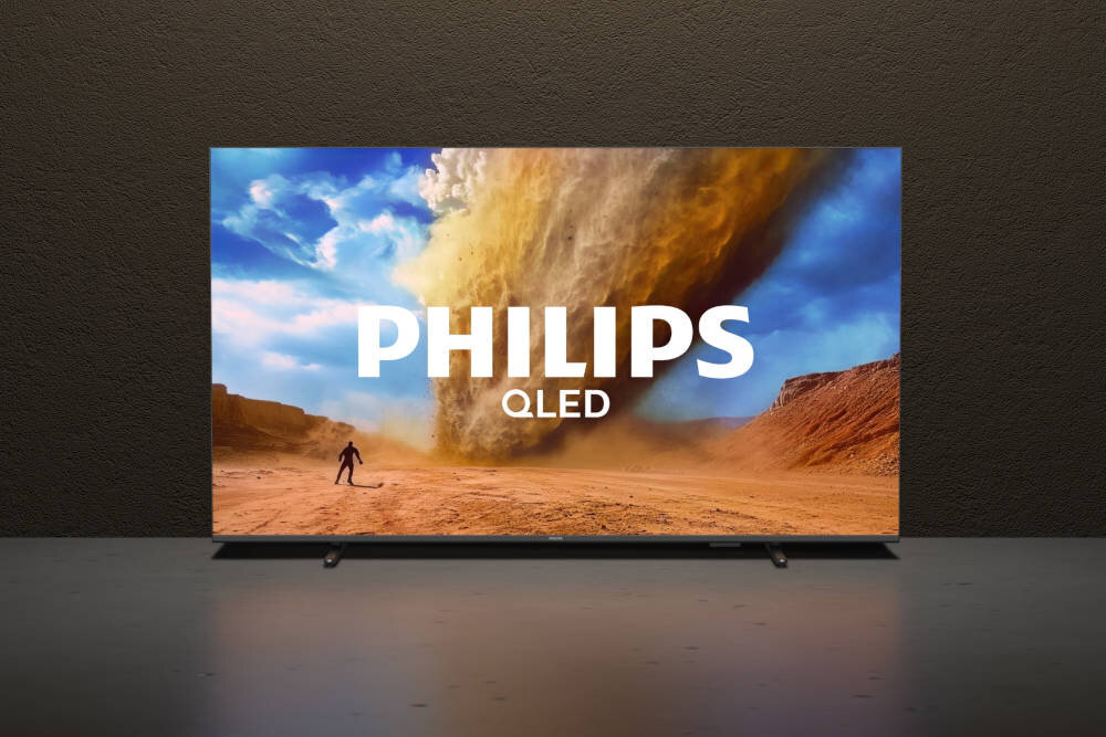 PHILIPS 55PUS7810 technologią Quantum Dot Dolby Atmos Smart TV - telewizor na tle ściany