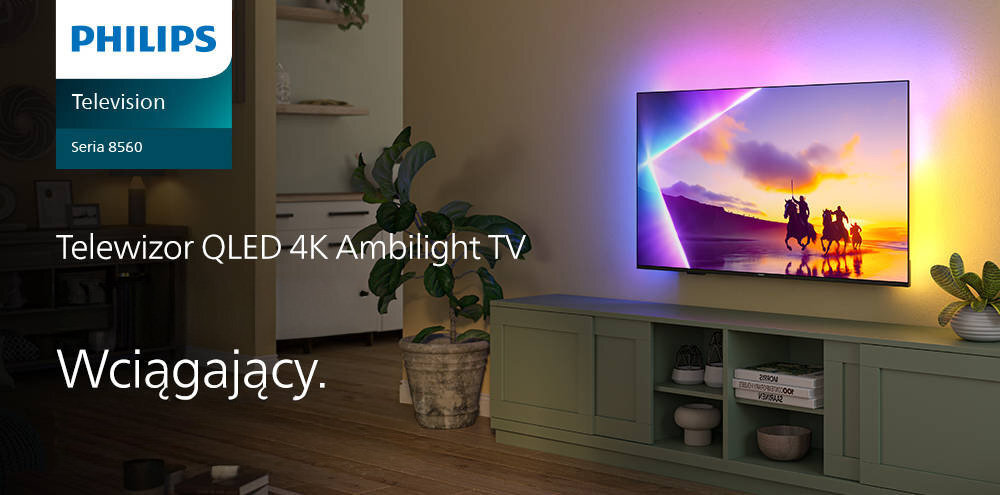 PHILIPS 50PUS8560 - baner philips, telewizor na ścianie