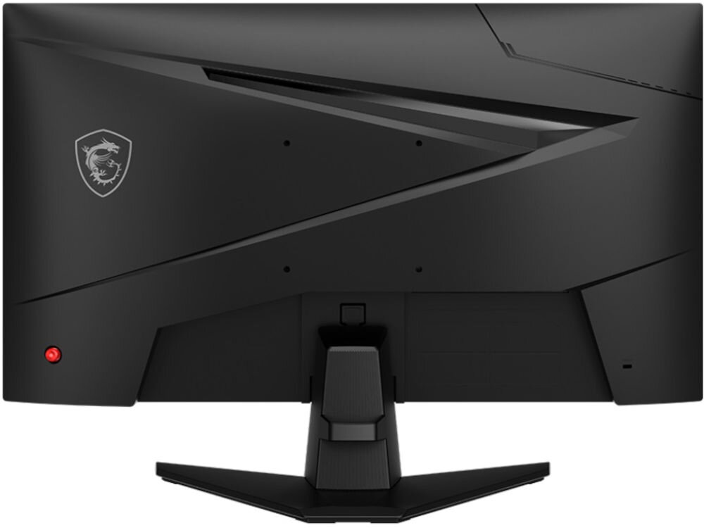 Monitor MSI Mag 244F 23.8 cala 1920x1080px IPS 200Hz 0.5 ms [GTG] prezentacja monitora od tyłu na białym tle VESA 100 mm łatwe stabilne przymocowanie oszczędność miejsca uchwyt biurkowy VESA zwiększa powierzchnię roboczą dopasowanie ustawienia ekranu organizacja pracy