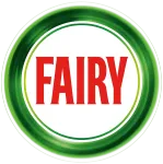 Logo z napisem \'FAIRY\' na białym tle otoczonym zielonym okręgiem.