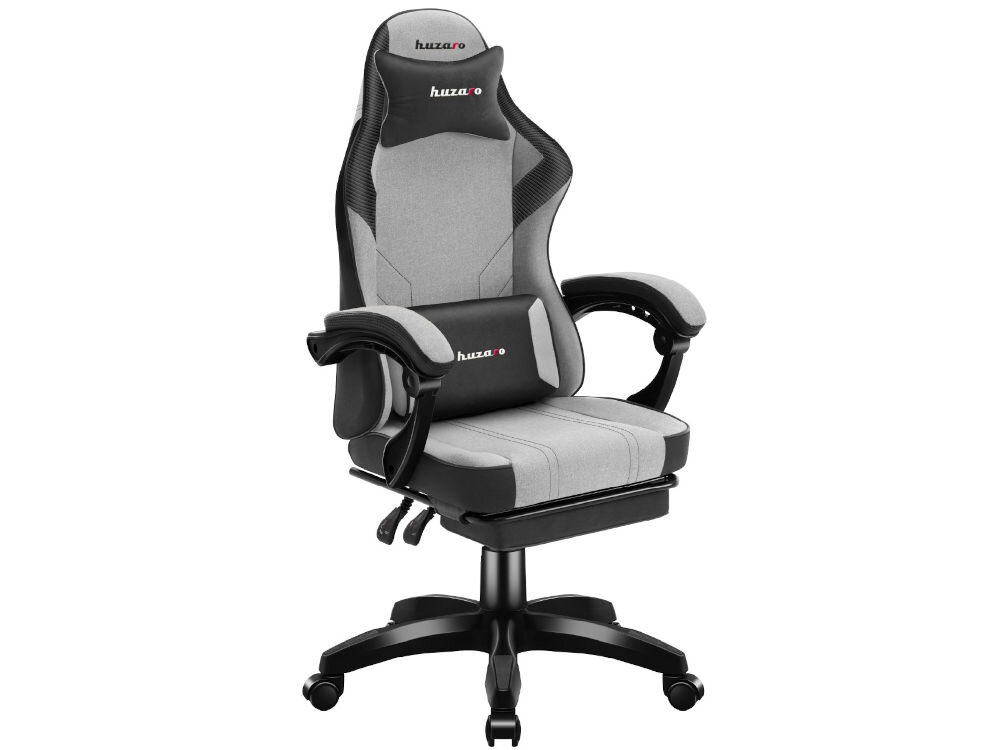 Fotel HUZARO Force 3.7 Szaro-czarny prezentacja fotela na białym tle od przodu pod kątem