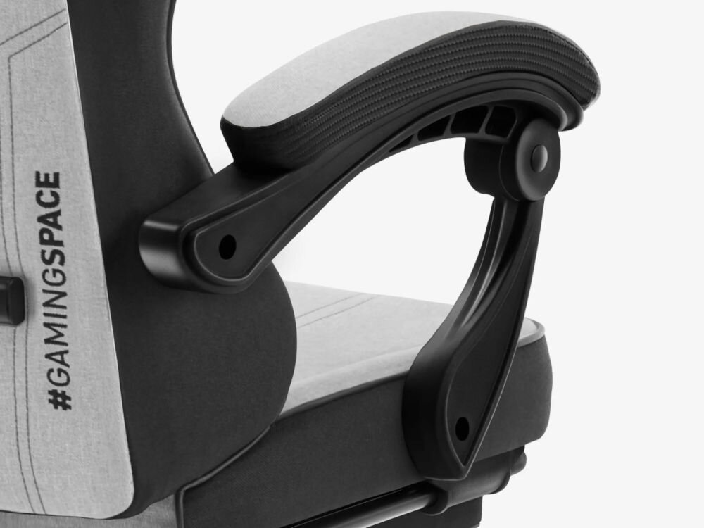 Fotel HUZARO Force 3.7 Szaro-czarny zbliżenie na podłokietnik miękkość trwały materiał delikatna pianka komfort stabilne podparcie dla przedramion