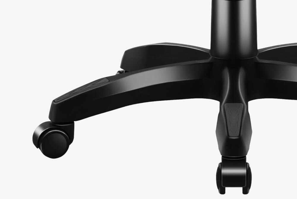 Fotel HUZARO Force 3.7 Szaro-czarny zbliżenie na podwójne koła średnica 50 mm kauczuk i poliuretan płynność cisza nie zostawiają śladów ani zarysowań panele płytki