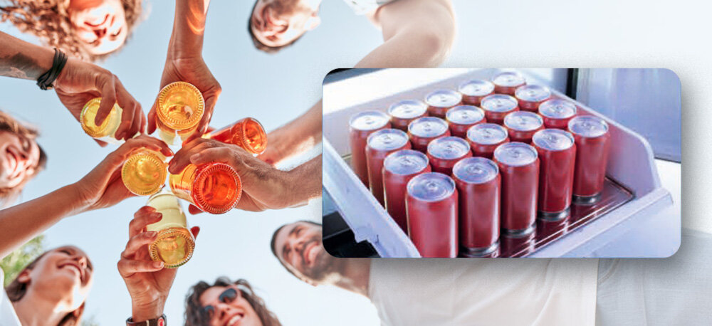 LODÓWKA SHARP SJ-GP780D-BK 4D ION PLASMACLUSTER zdjęcie lifestyle napoje puszki przyjaciele butelki z napojem błyskawiczne chłodzenie sygnał dźwiękowy krótki czas chłodzenia