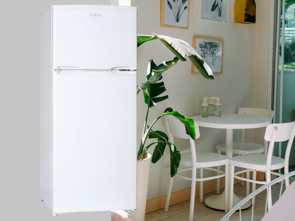 Lodówka GODDESS RDC0116GW8E waga 28 kg łatwe przenoszenie dodatkowa lodówka do biura na działkę dla singla pary studentów nowoczesny design funkcjonalność