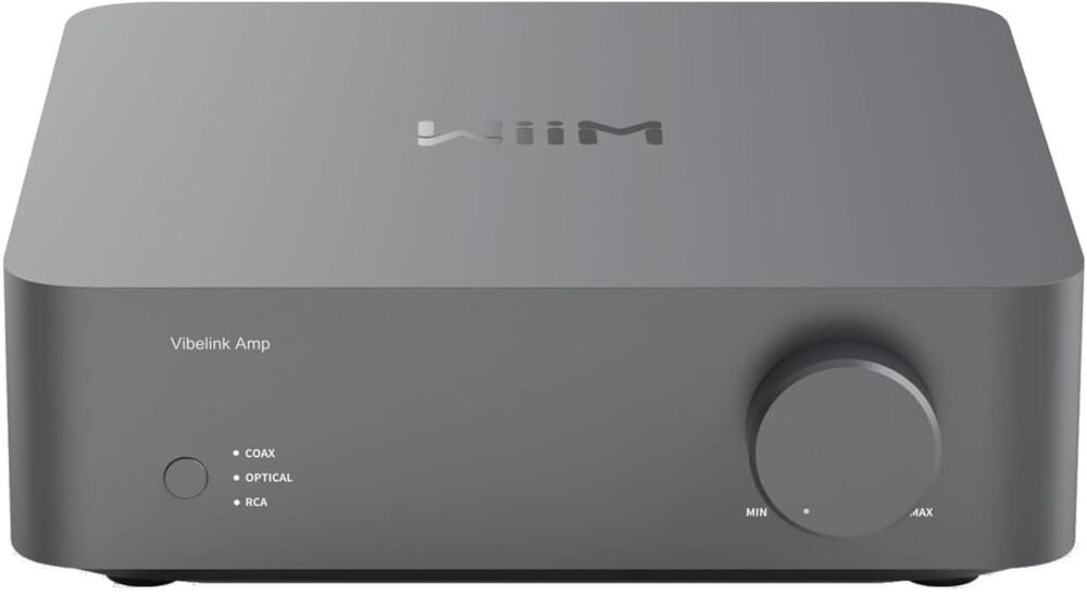 Wzmacniacz zintegrowany WIIM Vibelink bit-perfect 192kHz 24bit, wzmacniacz od frontu na białym tle