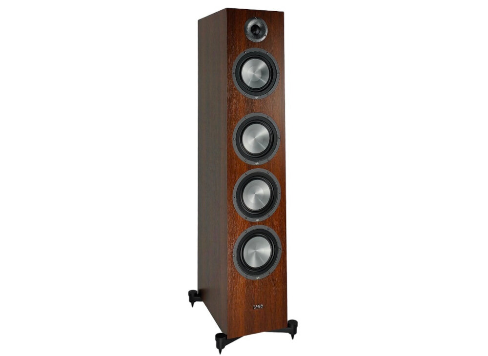 Kolumna głośnikowa TAGA HARMONY Platinium F-120 V.4 - Moc, która daje możliwości, moc RMS i maksymalna do 210 W, kolumna głośnikowa po skosie na białym tle