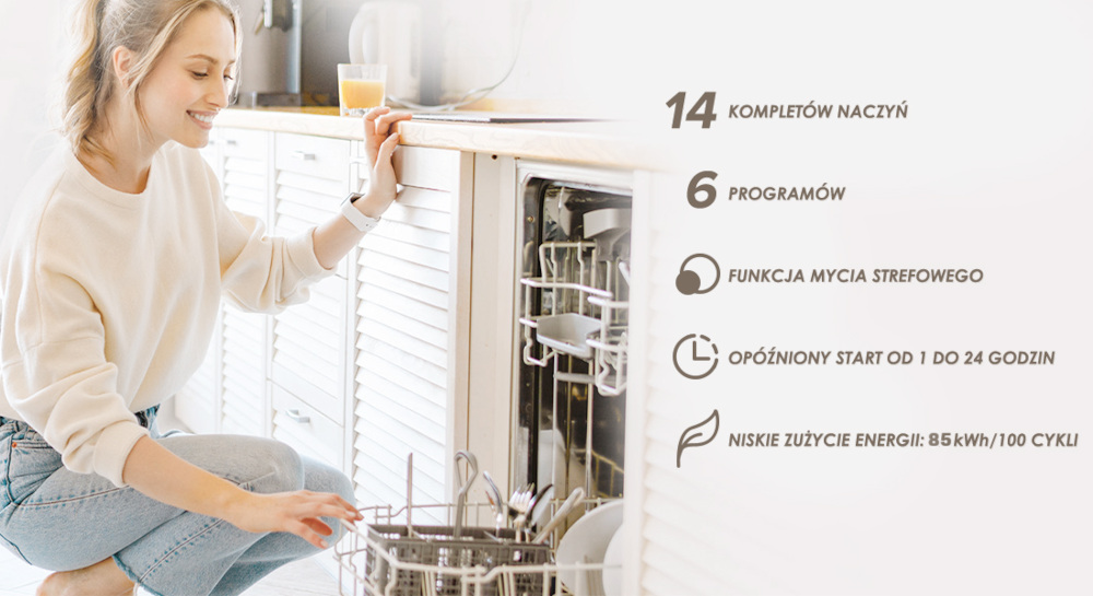 Zmywarka ETA 274790010D wizualizacja lifestyle Wydajność i elegancja 14 kompletów naczyń klasa energetyczna D