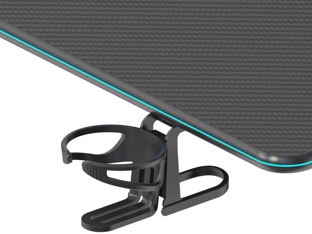 Biurko MAD DOG GD200K Biurko gamingowe z uchwytem na słuchawki i napój wyposażone w szeroki blat z fakturą włókna węglowego