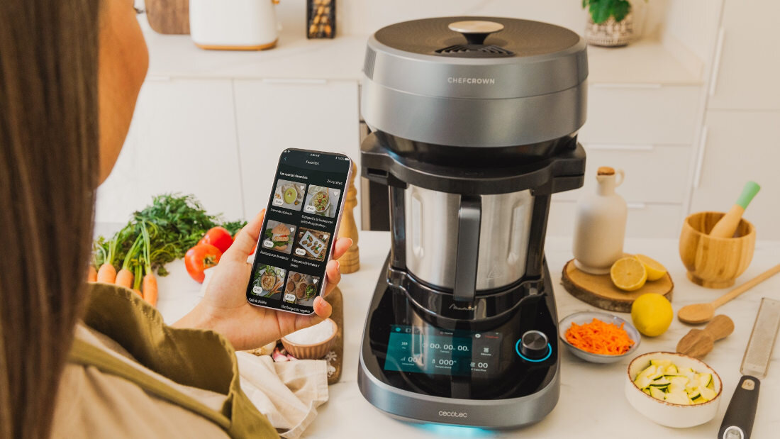 Wielofunkcyjny robot kuchenny CECOTEC Mambo CooKing Unique Gotowanie sterowane smartfonem Aplikacja Mambo przepisy lista zakupów Funkcja Co mam w lodówce? przepisy techniki smaki