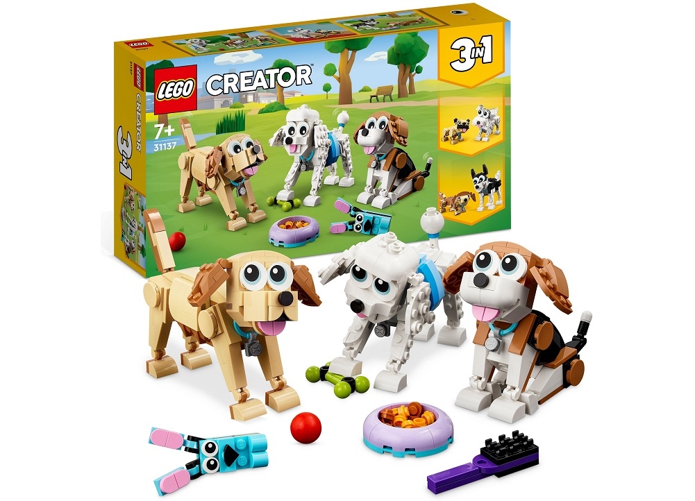 LEGO CREATOR Urocze psiaki 31137 dziecko kreatywność zabawa nauka rozwój klocki figurki minifigurki jakość tradycja konstrukcja nauka wyobraźnia role jakość bezpieczeństwo wyobraźnia budowanie pasja hobby funkcje instrukcja aplikacja LEGO Builder Psie przygody