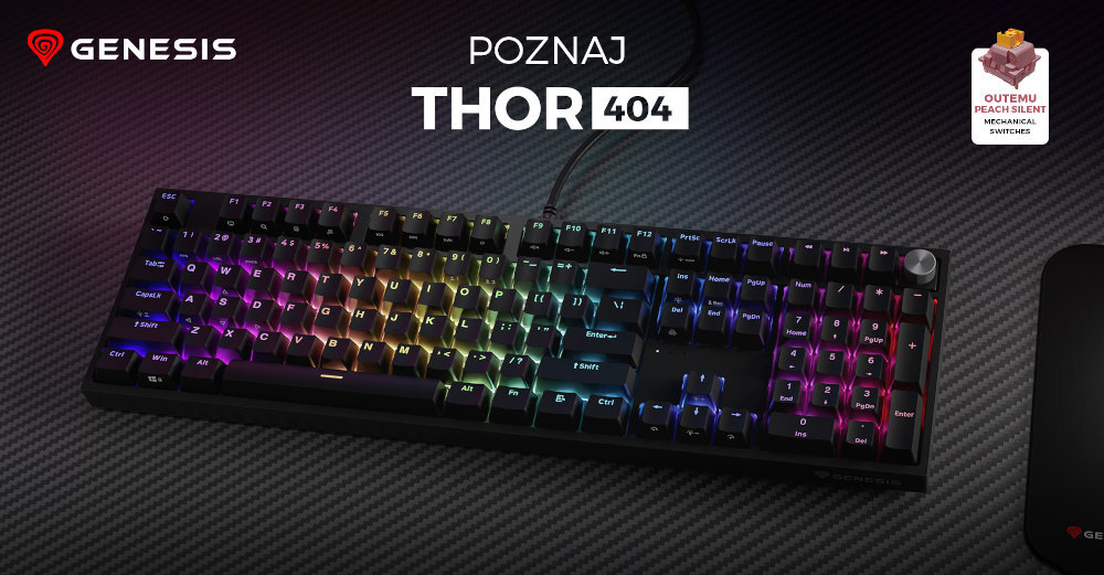 GENESIS Thor 404 klawiatura w kolorze czarnym na ciemnym tle