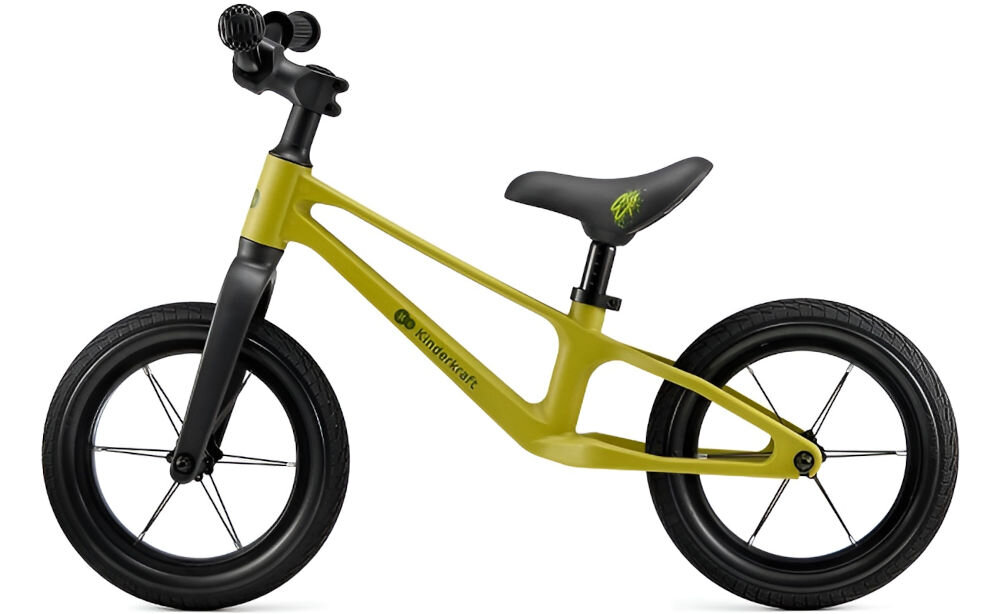 Rowerek biegowy KINDERKRAFT Eter Limonkowy rower stoi bokiem czarne siedzisko czarne koła białe tło trwałość stylowy design maksymalnemu obciążeniu do 35 kg przez wiele sezonów lekka solidna konstrukcja starannie dobrane materiały dopracowane detale komfortowa jazda niezapomniane chwile radości przekazywany kolejnym użytkownikom