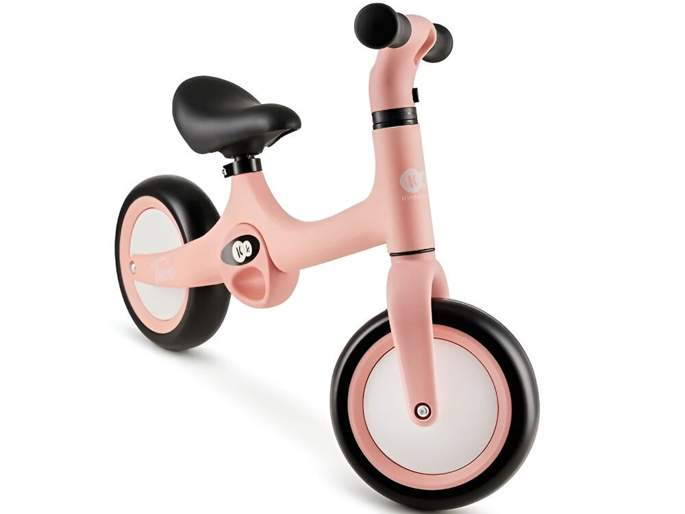 Rowerek biegowy KINDERKRAFT Tove Różowy białe tło różowy rowerek stoi bokiem czarne elementy czarne siodełko od 18 miesiąca życia wspiera rozwój równowagi i koordynacji ruchowej zdobywanie umiejętności w naturalny sposób lekka budowa zaledwie 2 kg  wygodny łatwy do codziennego użytkowania podczas rodzinnych spacerów i beztroskiej zabawy na świeżym powietrzu „rośnie” wraz z dzieckiem