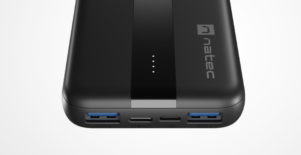 NATEC Trevi Slim Q automatycznie dobiera optymalne ustawienia inteligentnym ładowaniem - powerbank od strony portów