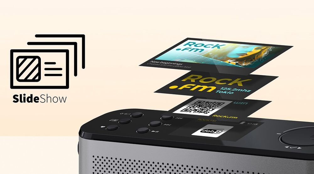 Radio SHARP DR-P540 ekran 2,4 cala SlideShow kolorowy wyświetlacz regulacja jasności, kadr na kolorowy wyświetlacz radia