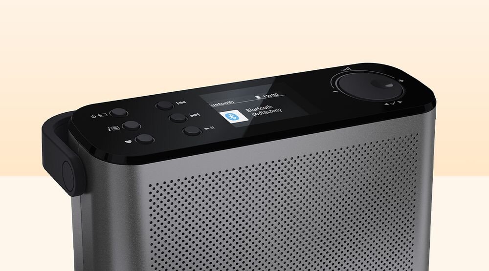 Radio SHARP DR-P540 intuicyjna obsługa panel sterowania menu polskie automatyczna data godzina, kadr na panel sterowania radia