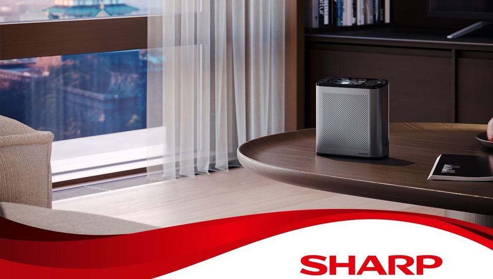 Radio SHARP DR-P530 ulubione stacje zasięg mobilne słuchanie, radio stojące na stoliku w pomieszczeniu