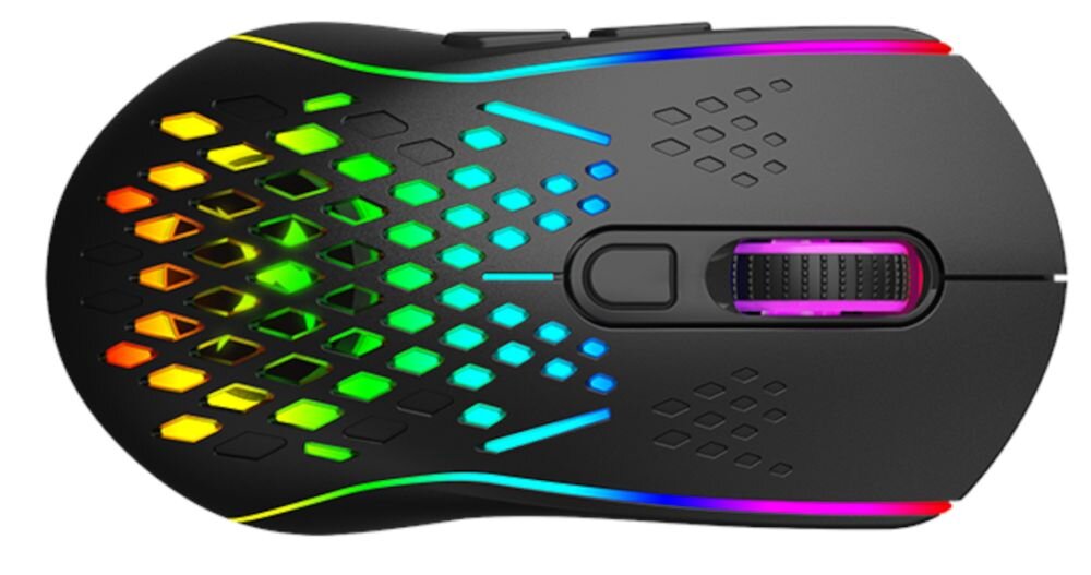 Mysz XTRIKE ME GW-611 technologia, czas pracy, czas ladowania, zasieg, czarna mysz na bialym tle