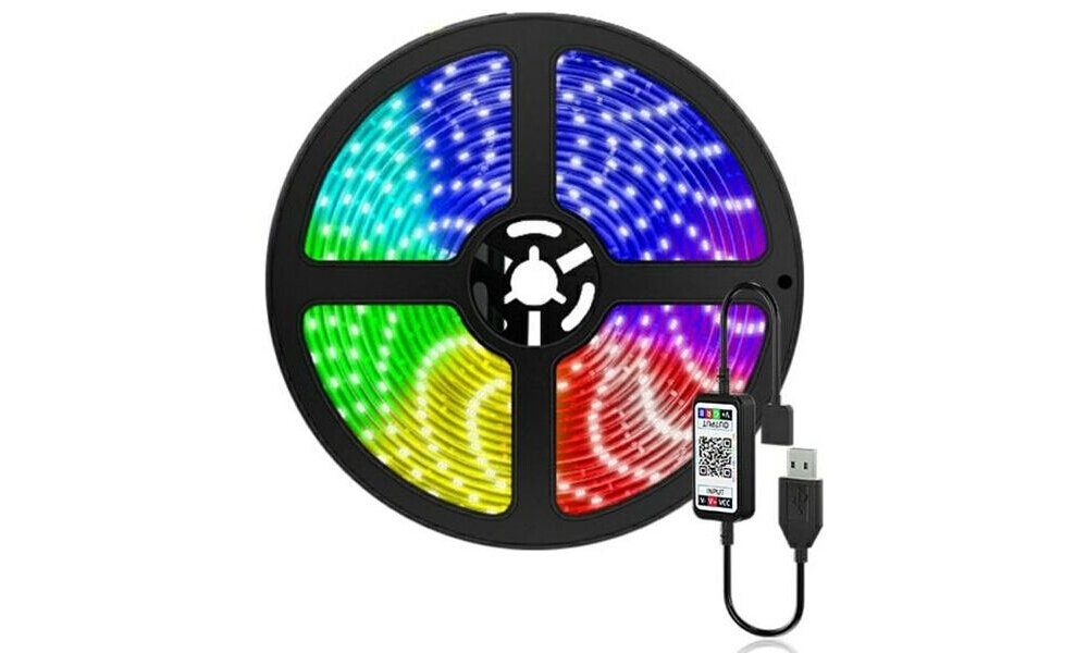 Taśma LED RGB XTRIKE ME HT-5050 5 m, efekty, relaks, imprezy, barwy, sesje, Taśma led na białym tle