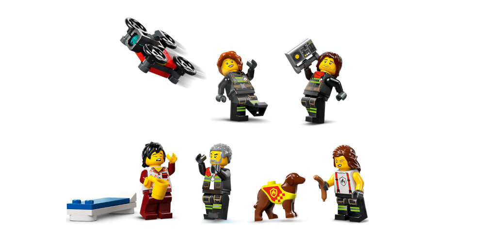 KLOCKI LEGO CITY REMIZA STRAŻACKA Z WOZEM STRAŻACKIM 60414 straż pies figurki postacie