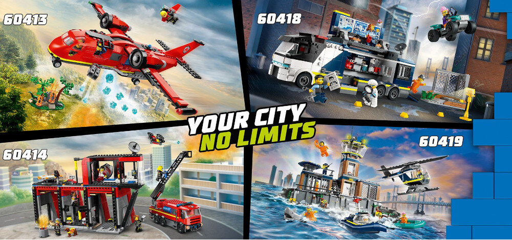 KLOCKI LEGO CITY REMIZA STRAŻACKA Z WOZEM STRAŻACKIM 60414 prezent łączenie zestawów