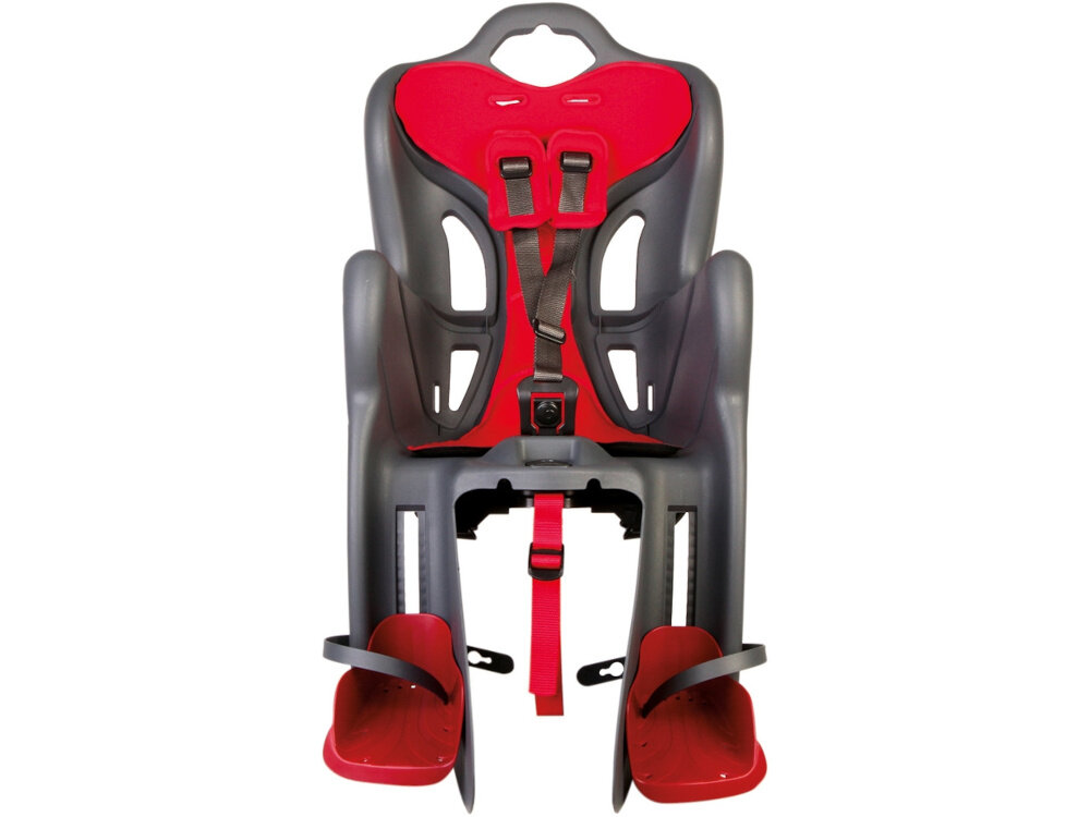 Fotelik rowerowy BELLELLI B-One Clamp Czarny fotelik na białym tle widoczny od przodu bezpieczeństwo komfort bezpieczne podróżowanie z dzieckiem