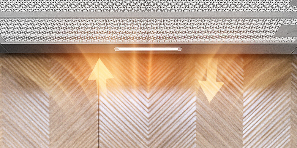 OKAP BEKO HNT61520BH wizualizacja strzałki kierunki pochłaniania Wyciąg lub pochłaniacz 2 tryby