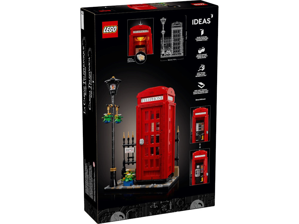 LEGO 21347 IDEAS Czerwona londyńska budka telefoniczna prezent dla miłośników architektury,
podróży i unikalnych dekoracji