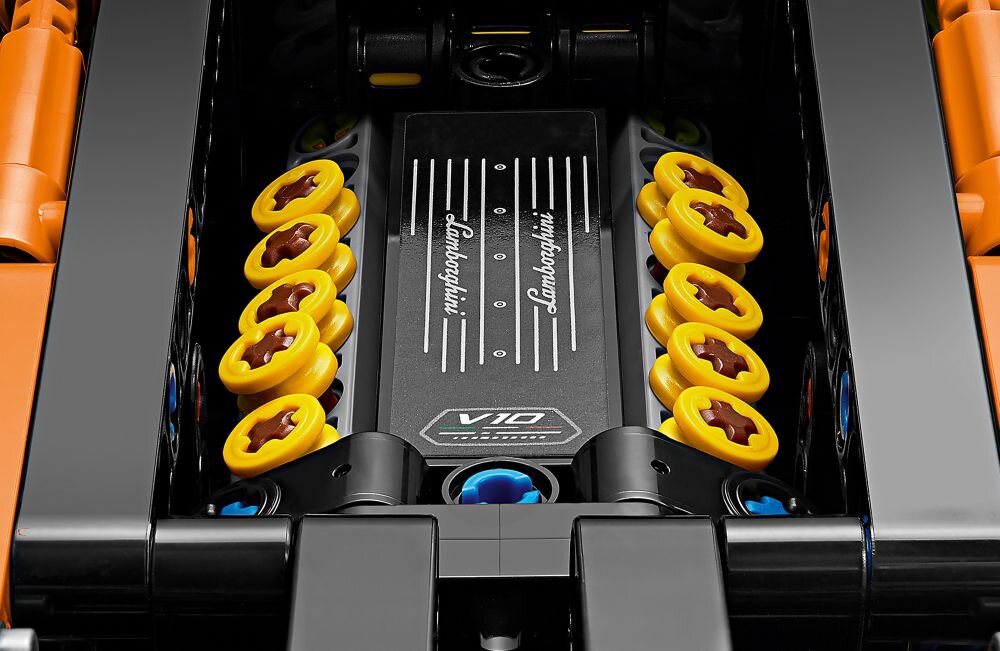 LEGO 42196 Technic Pomarańczowe Lamborghini Hurican Tecnica klocki elementy zabawa łączenie figurki akcesoria figurka zestaw budowanie instrukcja rozwój przebudowa