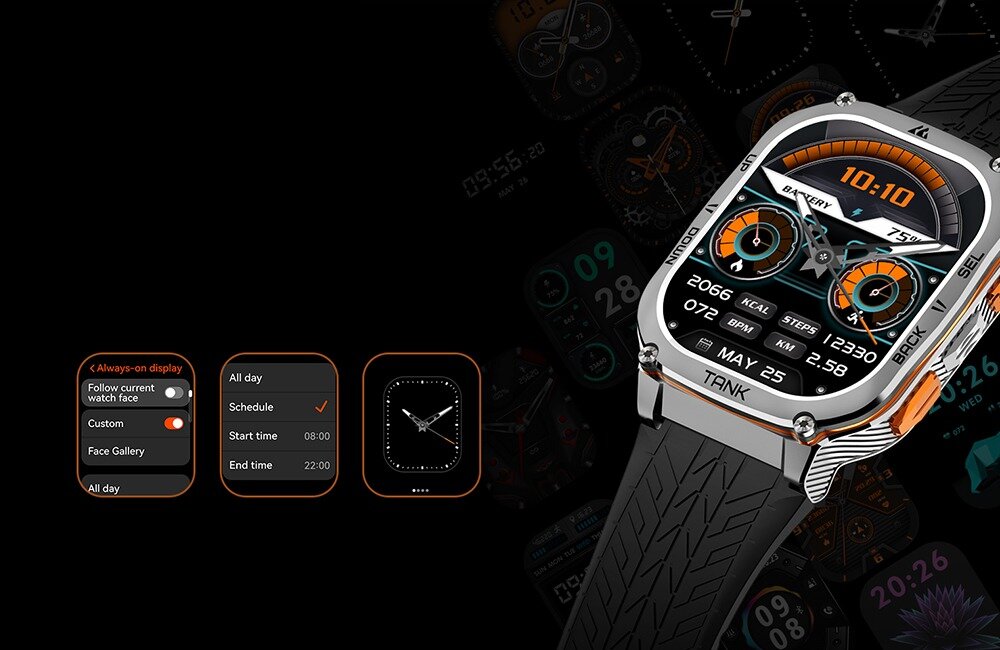 Smartwatch KOSPET Tank M3 Ultra Special Edition funkcje na ekranie