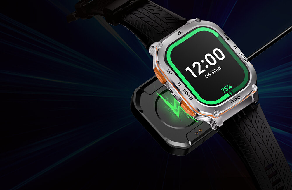 Smartwatch KOSPET Tank M3 Ultra Special Edition podczas ładowania