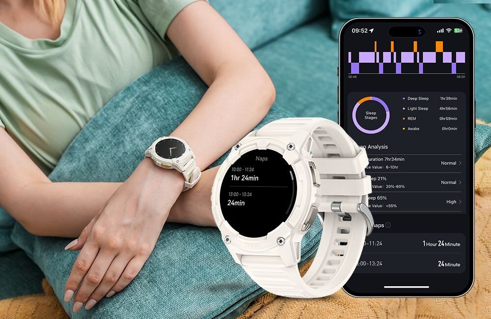 Smartwatch KOSPET Tank S2 pomiary na ekranie i smartfonie