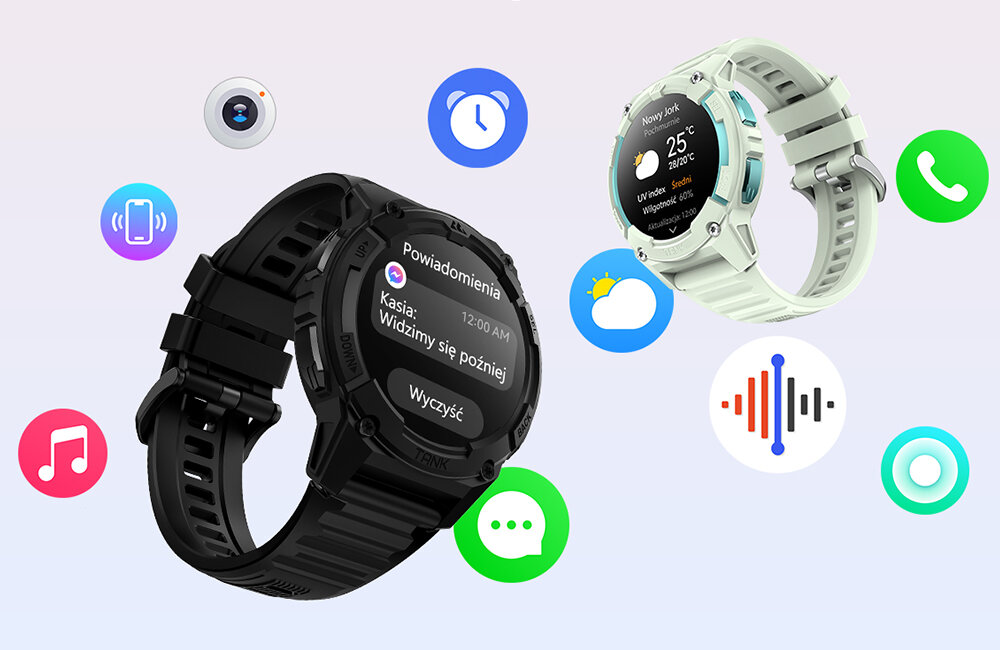 Smartwatch KOSPET Tank S2 powiadomienia na ekranie
