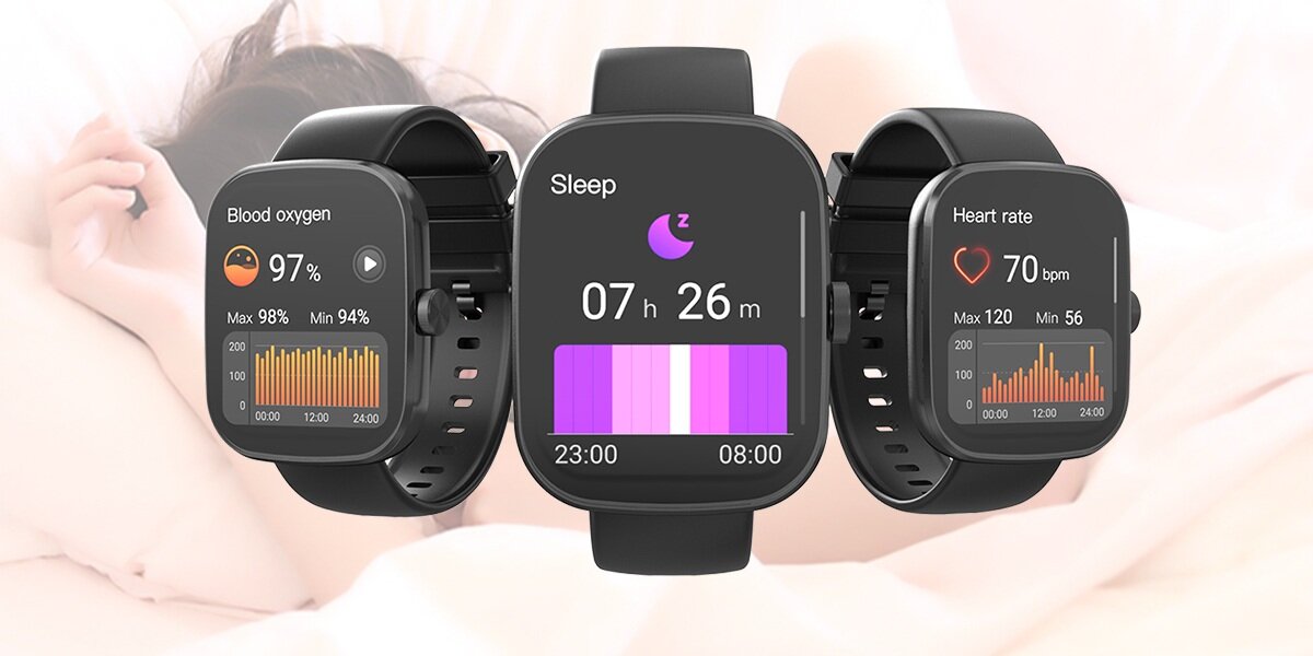 Smartwatch IMIKI Frame 2 Lite Całodobowe śledzenie tętna, analiza snu oraz pomiar poziomu SpO2