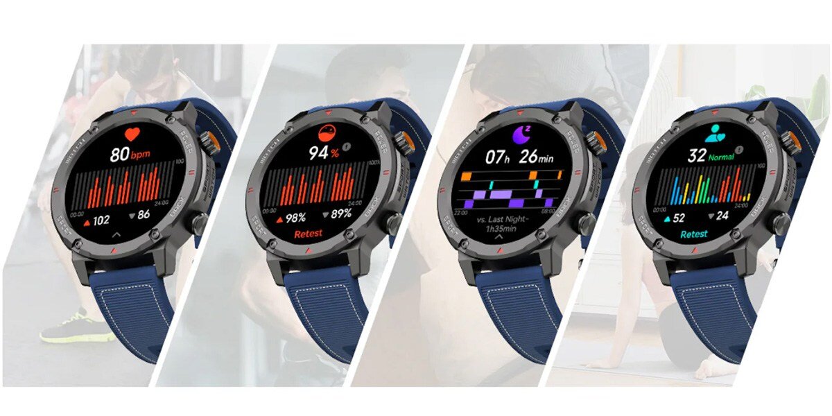 Smartwatch IMIKI Xplorer Scout tętno, poziom stresu, jakość snu, wzorce oddychania analiza zdrowia