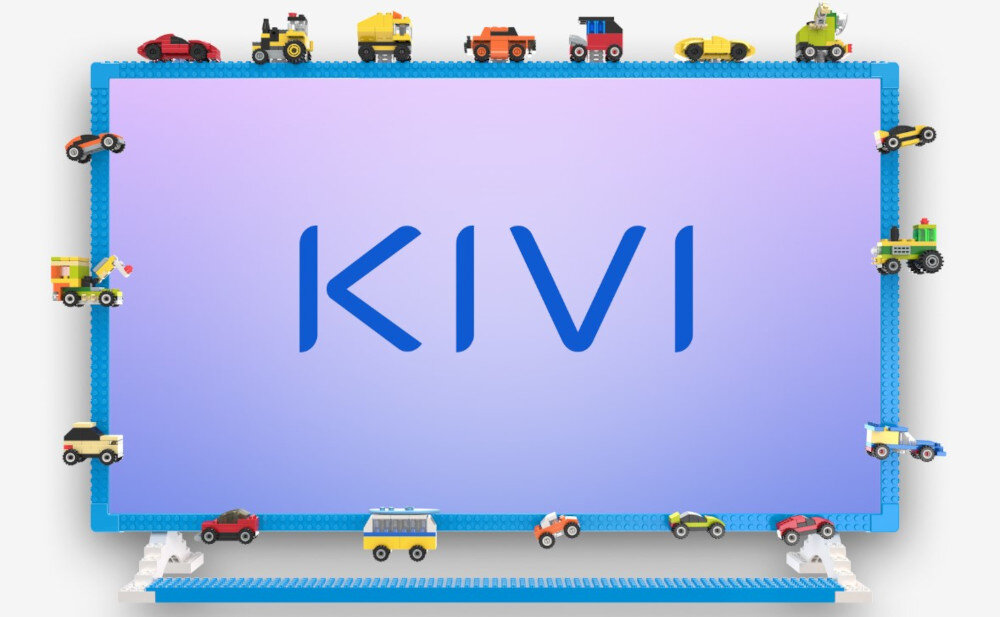 Zestaw akcesoriów do KIVI KidsTV - Kolorowe ramki - Jaki masz dzisiaj humor?, ramka z klocków z samochodami