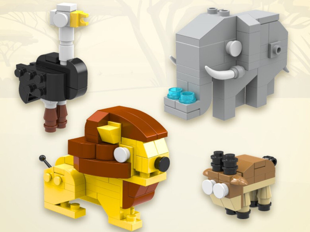 Zestaw akcesoriów do KIVI KidsTV - Zwierzęta - Ekskluzywne akcesoria, ZWIERZĘTA Z KLOCKÓW