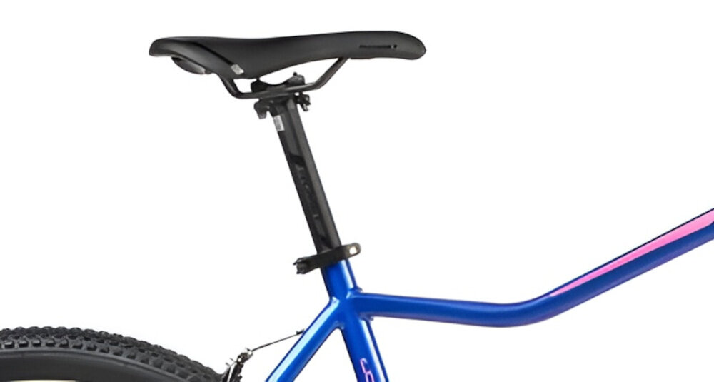 Rower górski MTB ROMET Jolene 7.0 D15 27.5 cali damski Niebiesko-różowy siodełko na białym tle siodełko ROMET aluminiowa sztyca ROMET o średnicy 27,2 mm i długości 300 mm można dopasować wysokość siodła do wzrostu użytkownika i stylu jazdy lekka konstrukcja sztycy wspiera manewrowanie rowerem ergonomiczne ułożenie siodełka minimalizuje zmęczenie