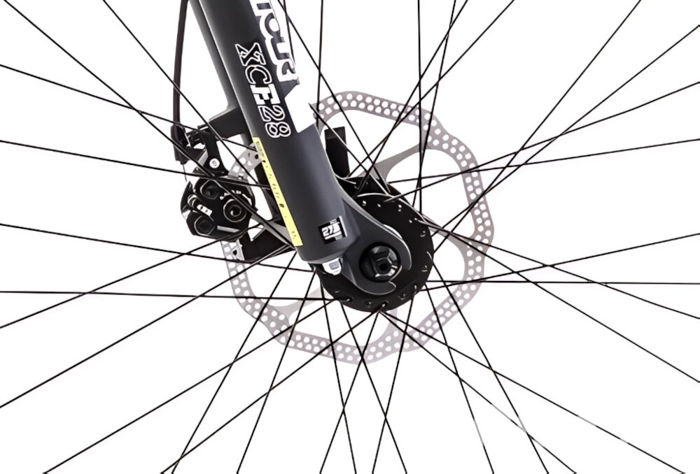 Rower górski MTB ROMET Jolene 7.1 D15 27.5 cala damski Granatowy zbliżenie na tylny hamulec podstawa bezpieczeństwa hamulce tarczowe mechaniczne sprawdzają w każdych warunkach pogodowych i na każdej trasie bardzo duża siła hamowania hamulce z przodu i z tyłu podwójny pakiet bezpieczeństwa