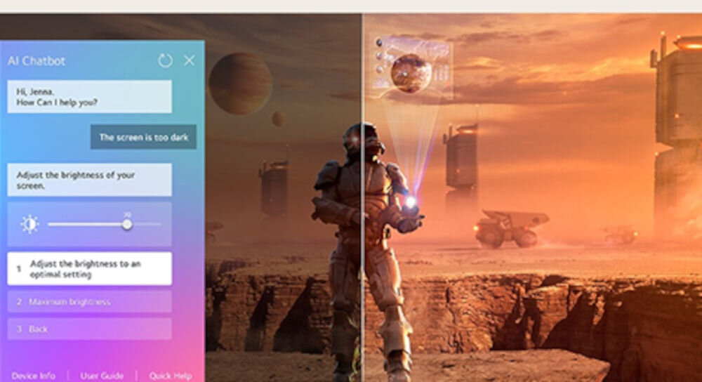Telewizor LG 43QNED70A6A AI Chatbot szybkie rozwiązania, astronauta stojący na czerwonej planecie