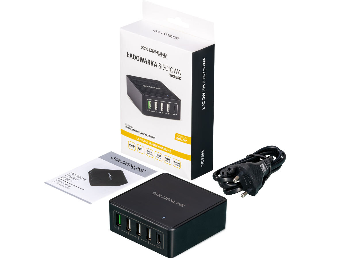 Ładowarka sieciowa GOTZE & JENSEN Golden Line WC965K 60W Czarny elementy zestaw