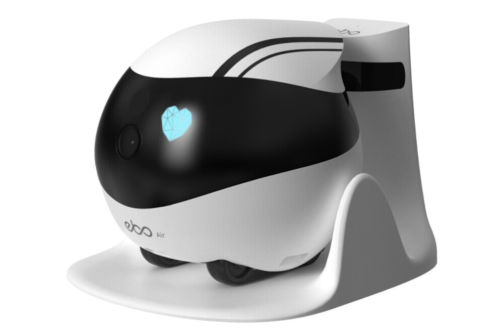 Robot ENABOT EBO Air robot na stacji, czujniki antykolizyjne, upadki, schody, progi, meble