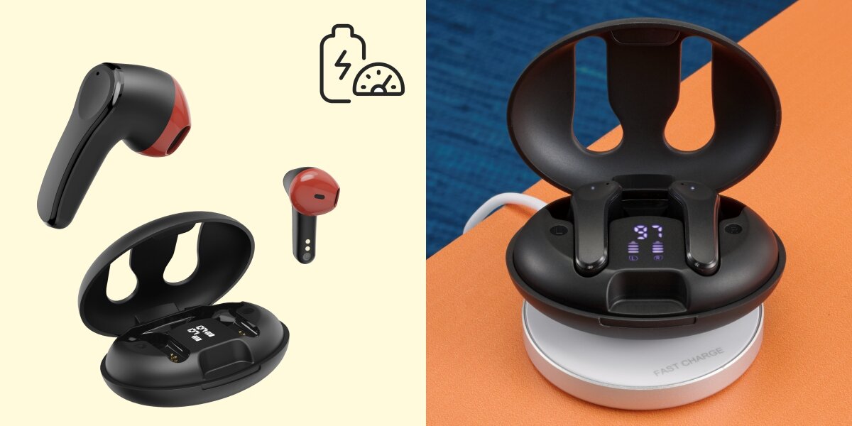 Słuchawki douszne HAMA Spirit Unchained - Wydajność, którą widać i czuć, wyświetlacz LED, tryb czuwania, słuchawki z etui ładującym i ładowarką indukcyjną