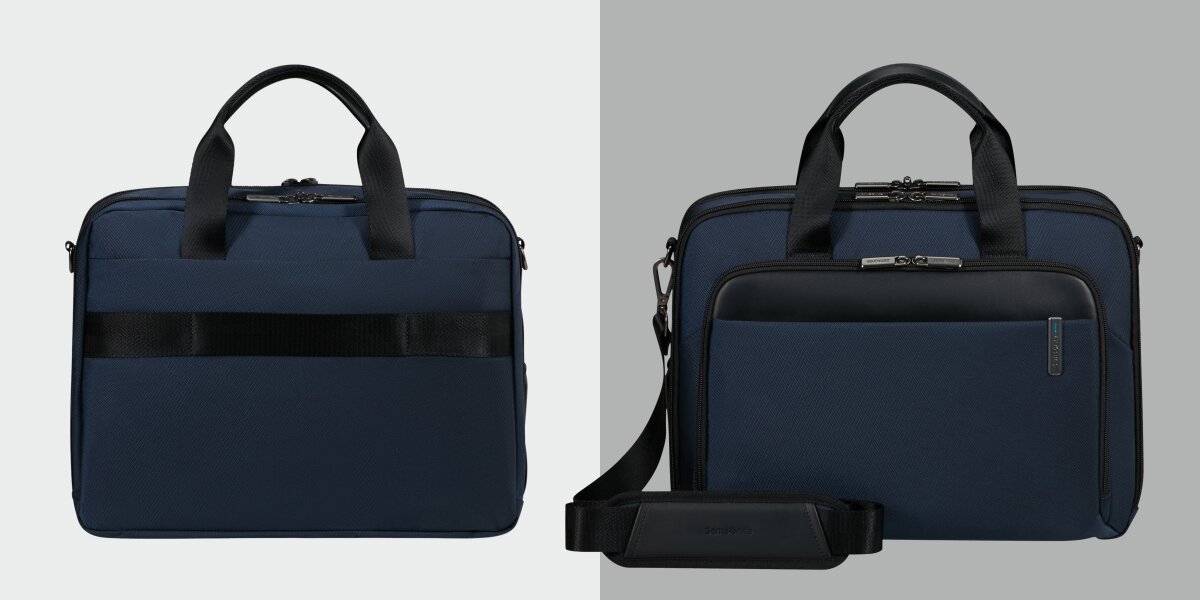 SAMSONITE Bailhandle Evosight praktyczne rozwiązania i elegancki wygląd pracy i podróżach - torba od przodu i od tyłu