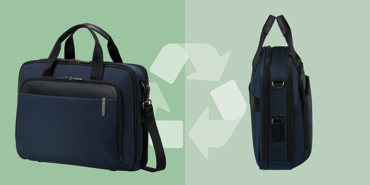 SAMSONITE Bailhandle Evosight 95% z recyklingowanego PET trwały odporny na warunki atmosferyczne - torba od przodu i od boku