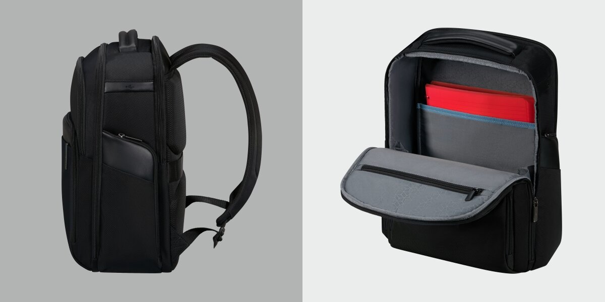 SAMSONITE Evosight Boczne kieszenie portfel, klucze czy ładowarka głównej komory butelkę z wodą - plecak od środka w mniejszej komorze
