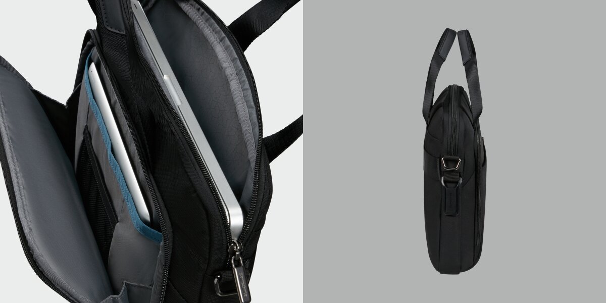 SAMSONITE Evosight Slim Bailhandle dedykowana przegroda na laptopa do 15.6 kieszeń na tablet do 10.5 kieszonki akcesoria, dokumenty i inne drobiazgi - torba od boku i od wewnątrz