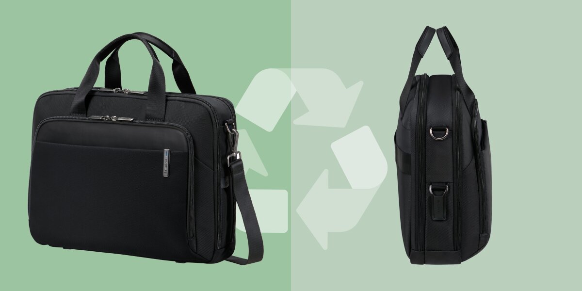 SAMSONITE Bailhandle Evosight 95% z recyklingowanego PET trwały odporny na warunki atmosferyczne - torba od przodu i od boku