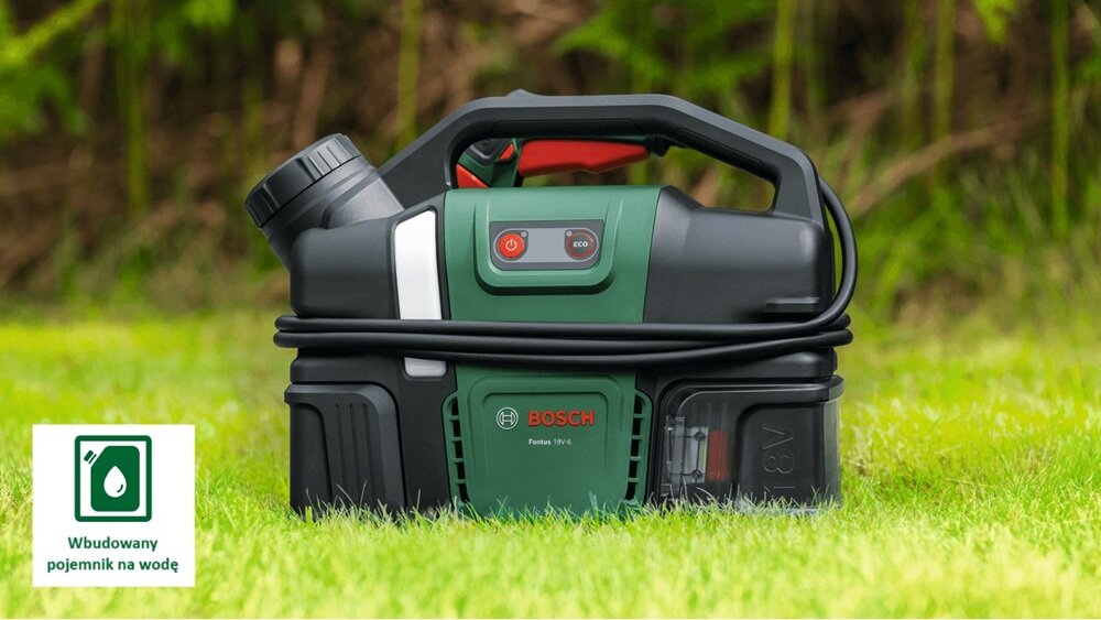 Myjka ciśnieniowa BOSCH Fontus 18 V-6 Bike Cleaner Solo 06008B6200 wbudowany 6-litrowy zbiornik, oszczędność wody, bez podłączania do zewnętrznego źródła